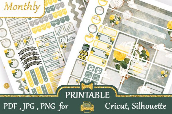 Download EC Stickers Vintage Balloons Yellow Rose - Vintage Collection