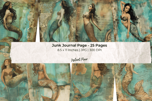 Download Vintage Mermaid Junk Journal Pages - Vintage Collection