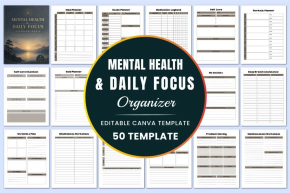 Download Mental Health &amp; Daily Focus Organizer - Premium Bundle