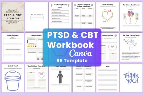Download PTSD &amp; CBT Workbook Canva Interior - Premium Resources
