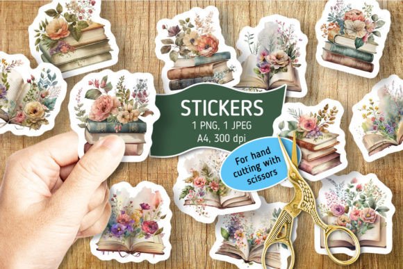 Download Vintage Floral Books Stickers - Vintage Collection