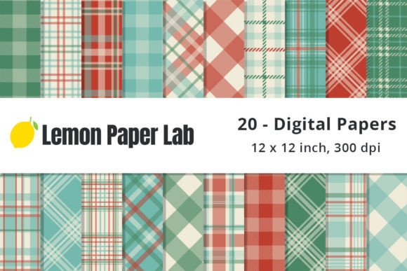 Download Vintage Christmas Plaid Digital Paper - Vintage Collection