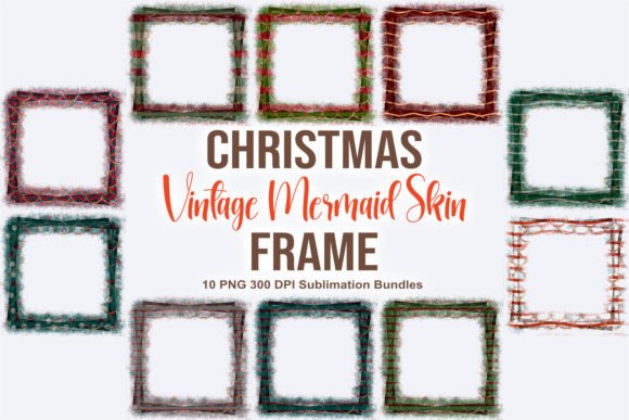 Download Christmas Vintage Mermaid Skin Frame PNG - Vintage Collection