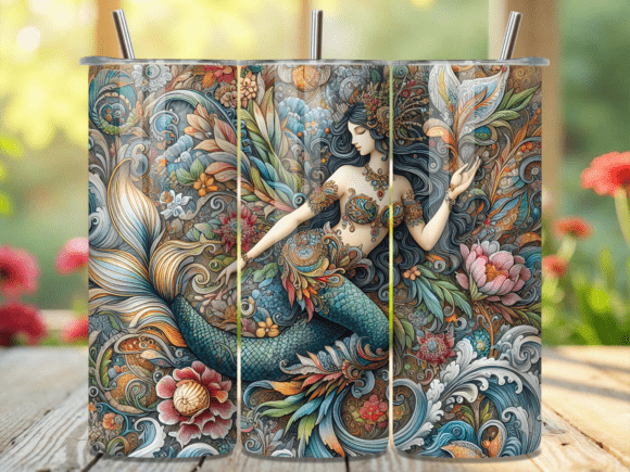 Download Vintage Mermaid Ocean Art Tumbler Wrap - Vintage Collection
