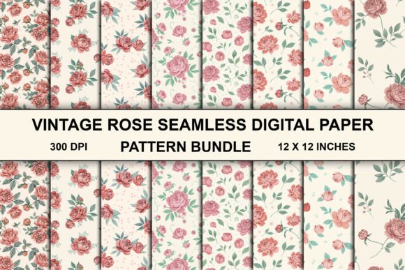 Download Vintage Rose Seamless Pattern Bundle - Vintage Collection
