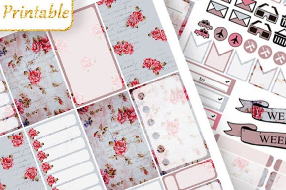 Download Big Planner Stickers Vintage Flower Pink - Vintage Collection