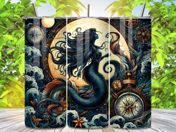 Download Vintage Mermaid Nautical Tumbler Wrap - Vintage Collection