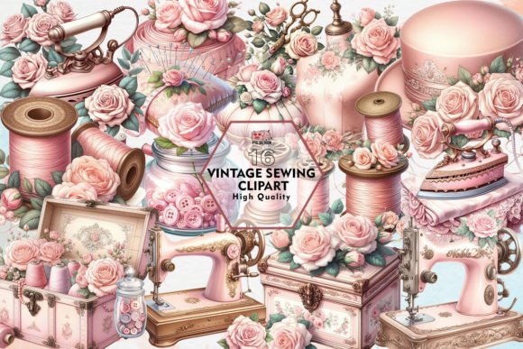 Download Vintage Sewing Clipart PNG Graphics - Vintage Collection