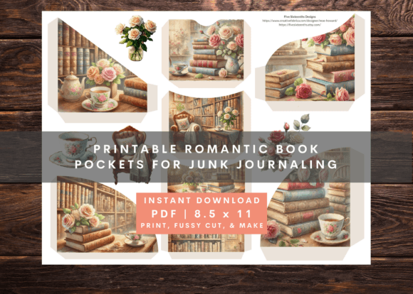 Download Vintage Bookish Tea Junk Journal Pockets - Pocket Collection