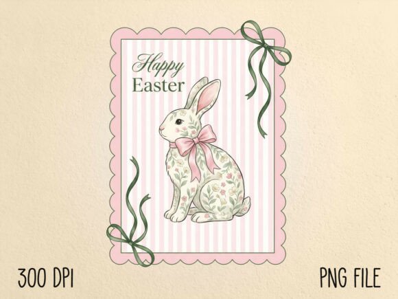Download Happy Easter Vintage Stamp Bunny PNG - Vintage Collection