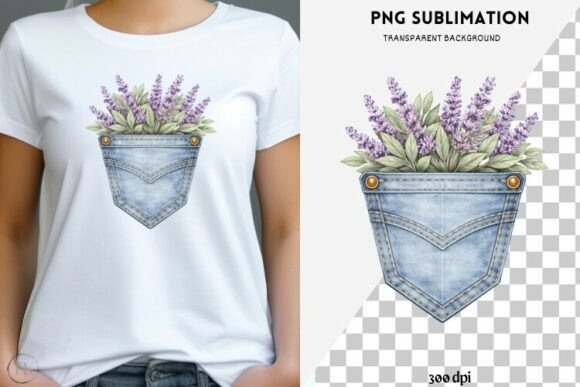 Download Denim Pocket with Flowers Png Design - Pocket Collection
