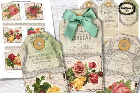 Download Shabby Rose Tags with Pockets - Pocket Collection