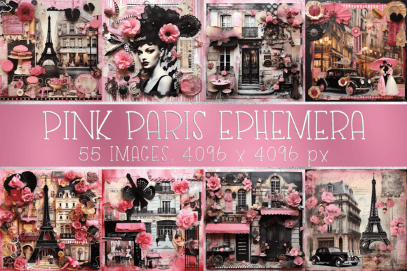 Download Pink Paris Vintage Ephemera Scrapbooking - Vintage Collection