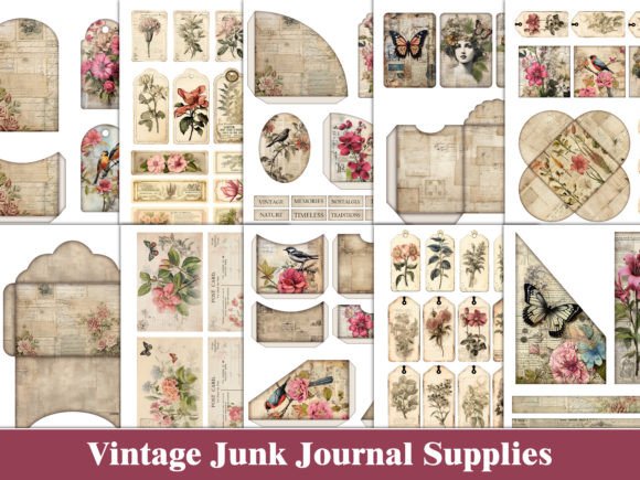 Download Vintage Junk Journal Kit Floral Ephemera - Vintage Collection