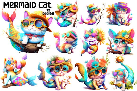 Download Vintage Mermaid Cat Clipart Bundle - Vintage Collection