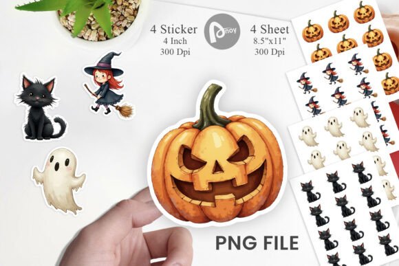 Download Vintage Halloween Stickers PNG - Vintage Collection