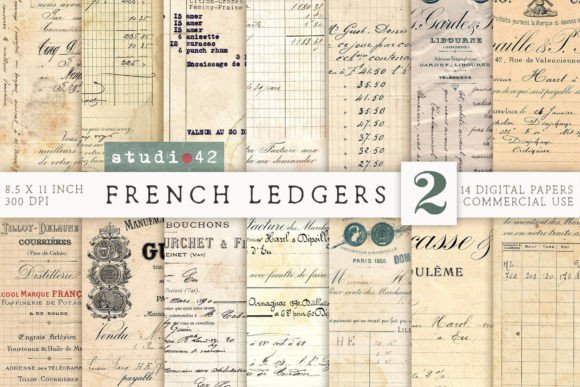 Download Old French Vintage Ledger Papers - Vintage Collection