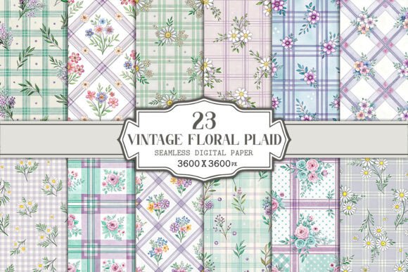 Download Vintage Floral Plaid Seamless Pattern - Vintage Collection