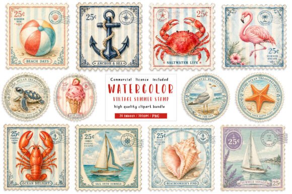 Download Vintage Summer Stamp PNG Bundle - Vintage Collection