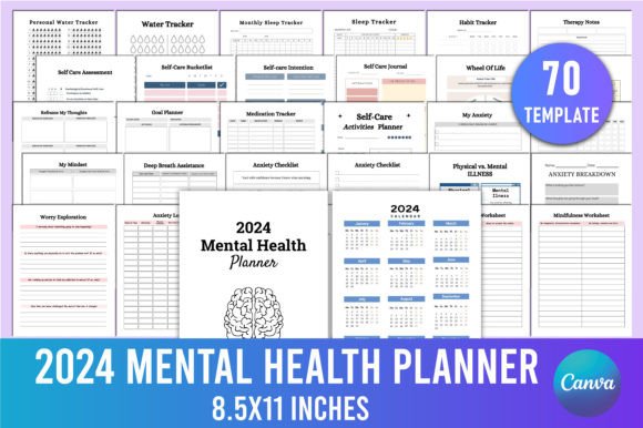 Download Editable 2024 Mental Health Planner - Premium Bundle