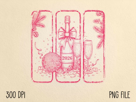 Download Vintage Pink 2026 New Year Champagne PNG - Vintage Collection