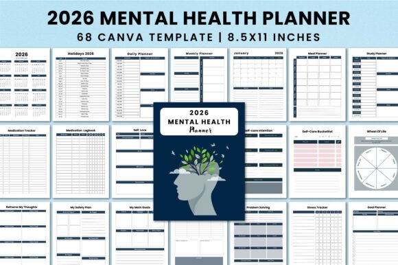 Download 2026 Mental Health Planner Canva KDP - Premium Resources