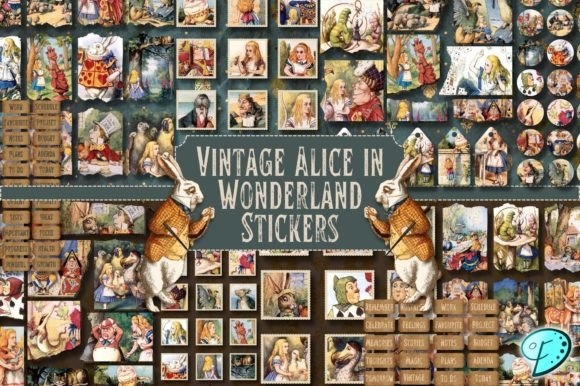 Download Vintage Alice in Wonderland Stickers - Vintage Collection