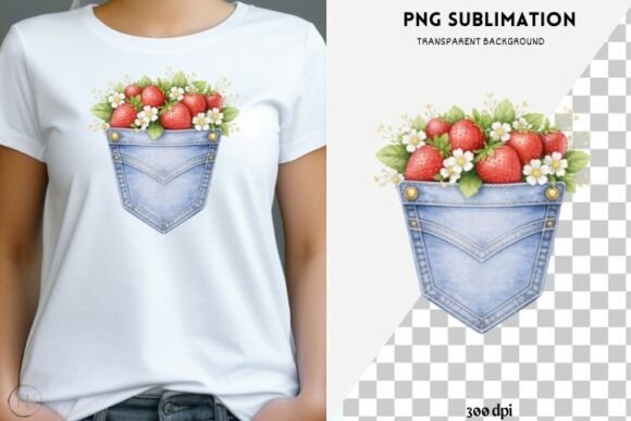 Download Denim Pocket Strawberries Png Design - Pocket Collection