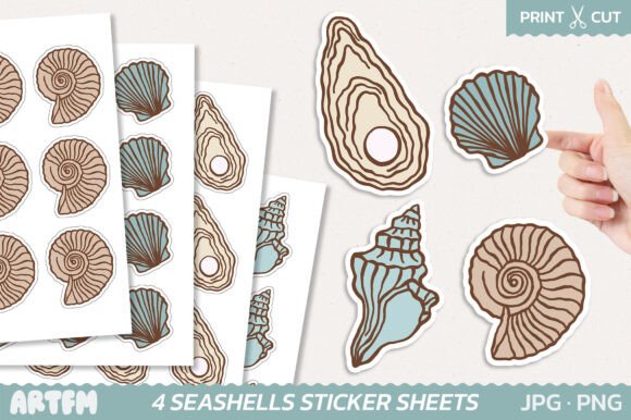 Download Vintage Seashells Sticker Sheets - Vintage Collection