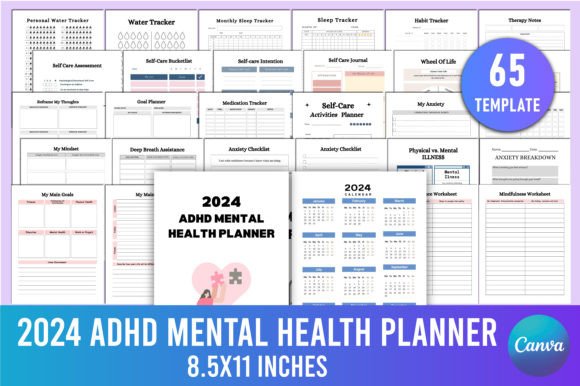 Download Editable 2024 ADHD Mental Health Planner - Premium Resources