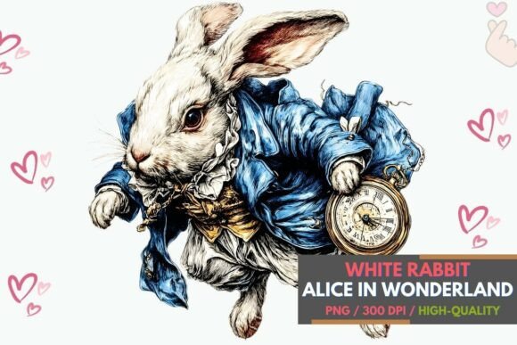 Download Vintage White Rabbit Pocket Watch Art - Pocket Collection