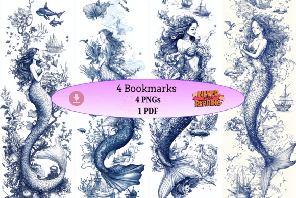 Download Vintage Mermaid Bookmarks - Vintage Collection